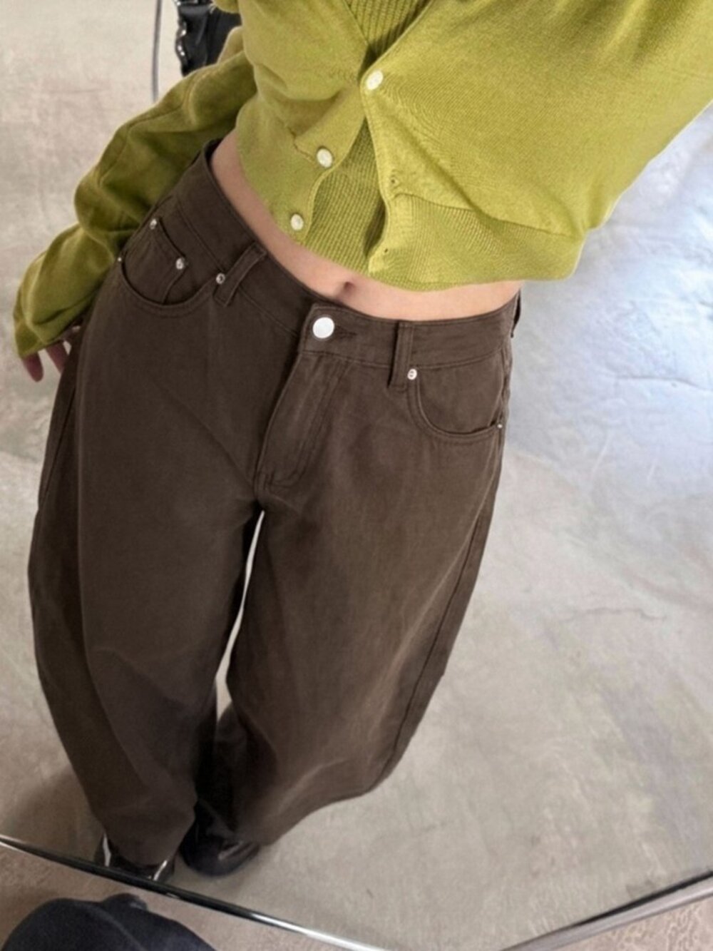 Coffee Brown Casual Women's Loose Wide Leg Jeans